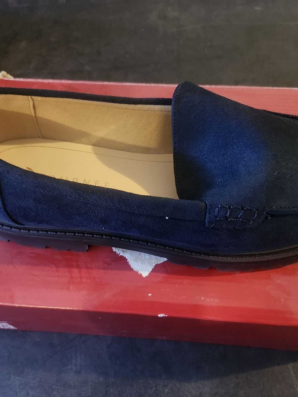 Erika Women's Suede Slip-On Loafers in Navy Blue NEW